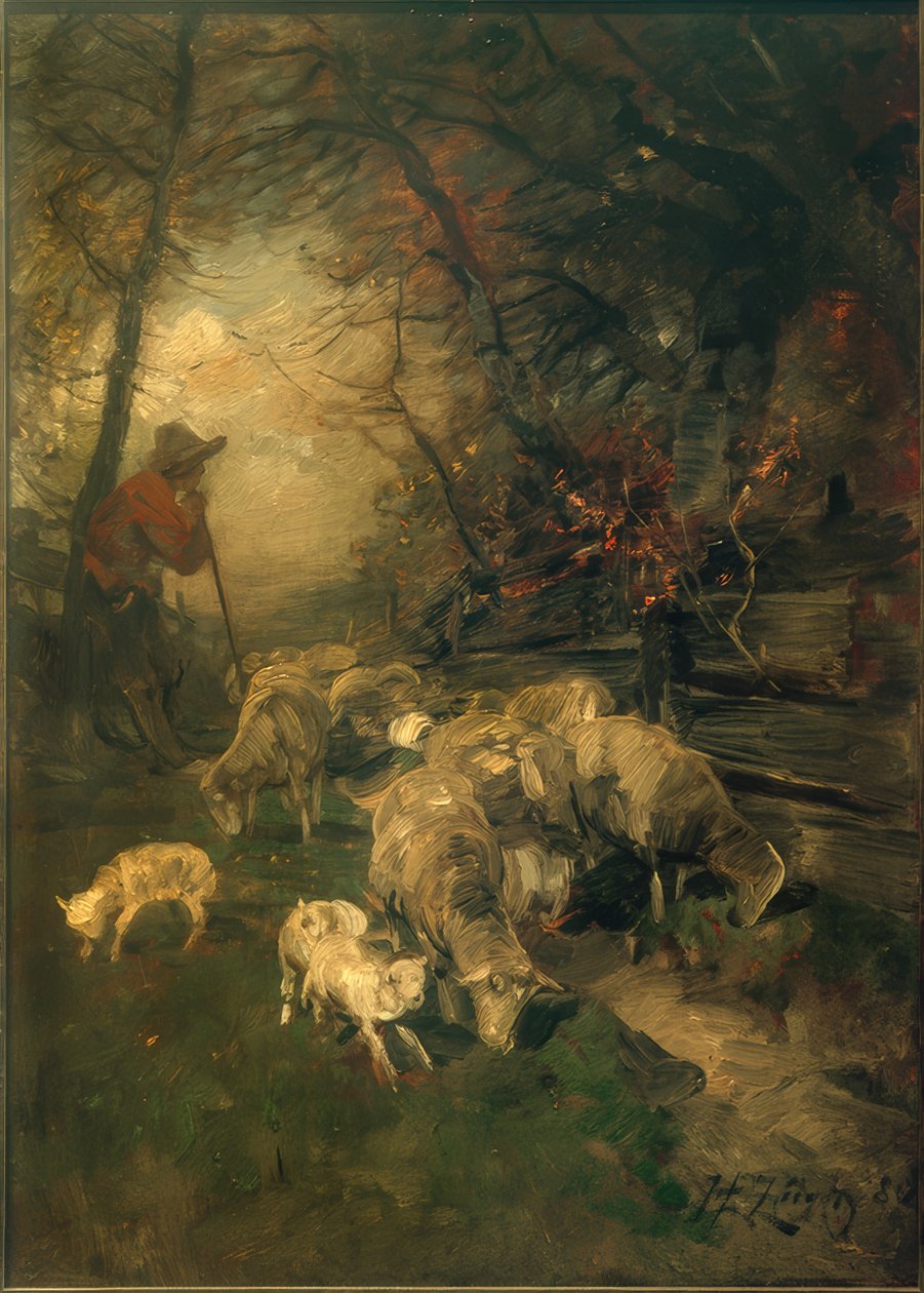 Pastor com ovelhas de Heinrich von Zügel