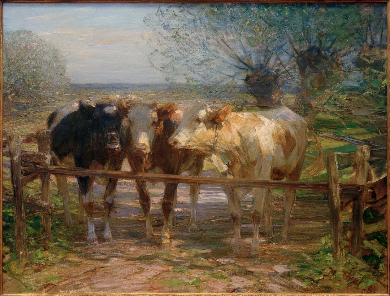 Vacas no portão de Heinrich von Zügel
