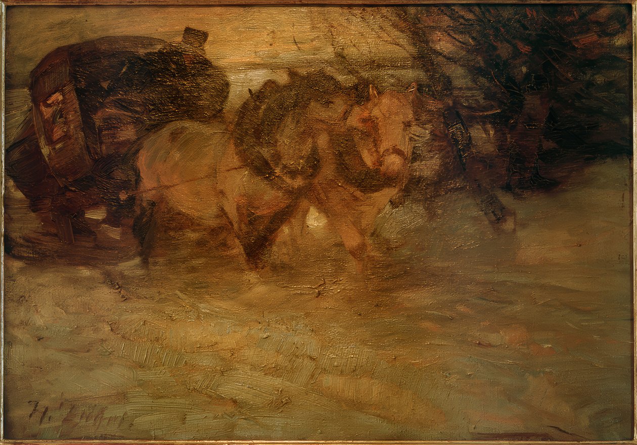diligência na neve de Heinrich von Zügel