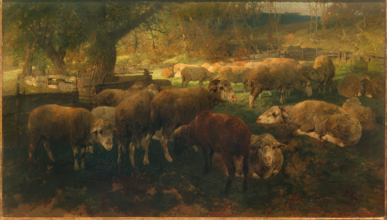 Ovelhas debaixo das árvores de Heinrich von Zügel