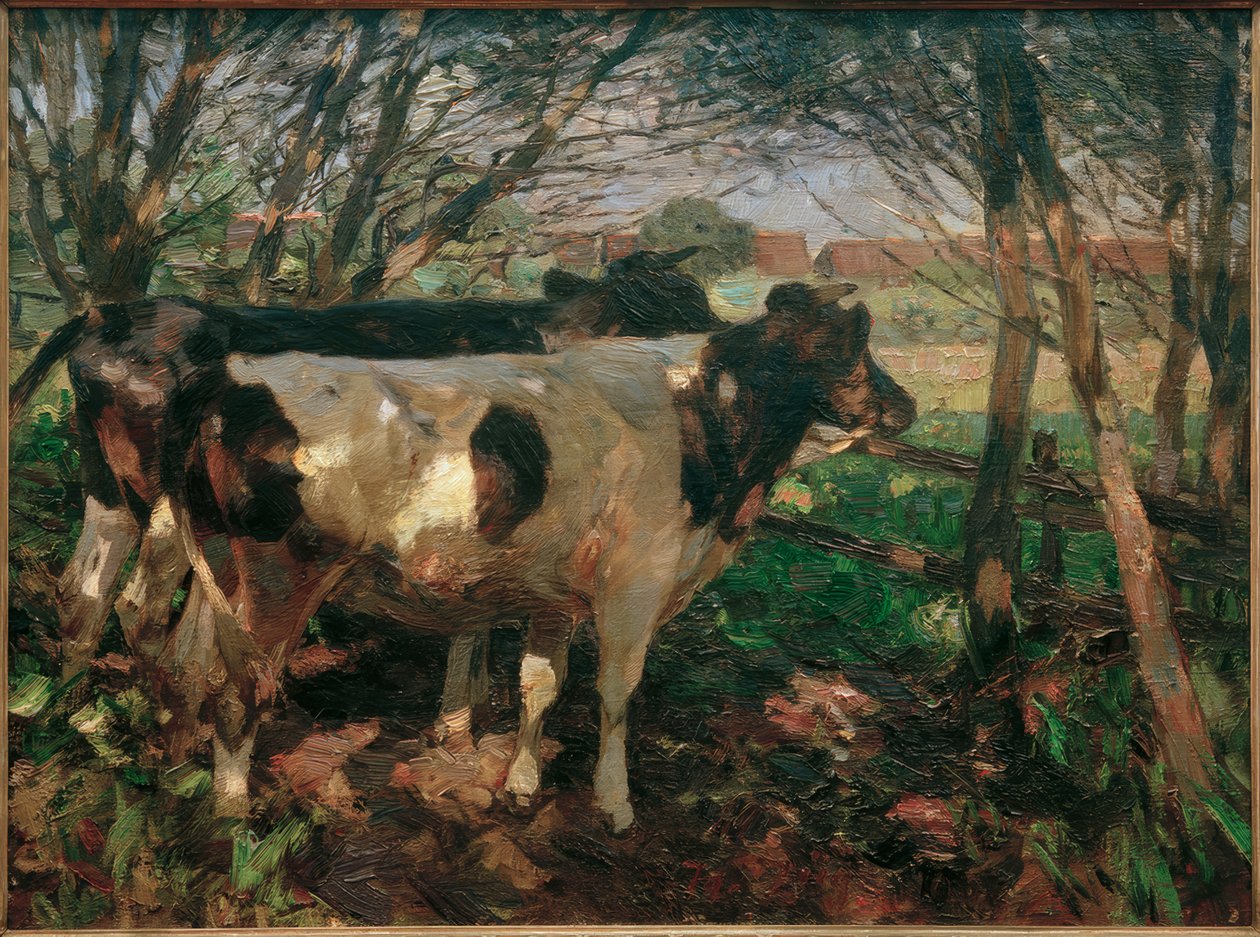 Duas vacas na cerca de Heinrich von Zügel