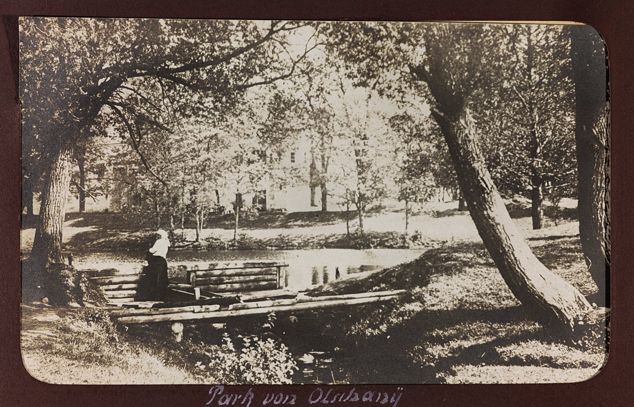 Primeira Guerra Mundial: a "Ucrânia nos anos 1914-1916 durante a invasão do exército alemão". Um parque (foto a p/b) de Heldenfriedhof Dsessentniki (attr. to)