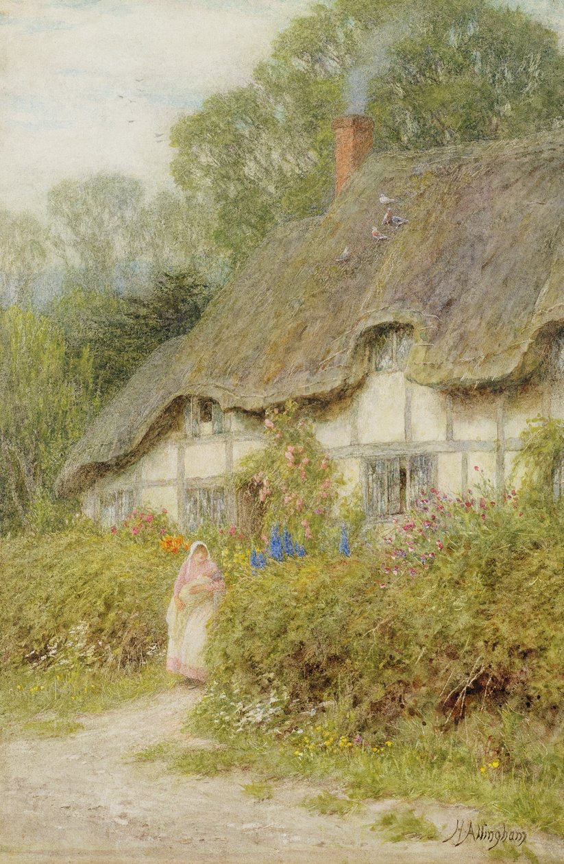 A Wiltshire Cottage (wc no papel) de Helen Allingham
