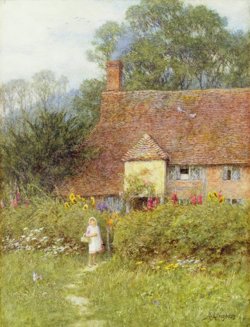 Pelo portão Cottage de Helen Allingham