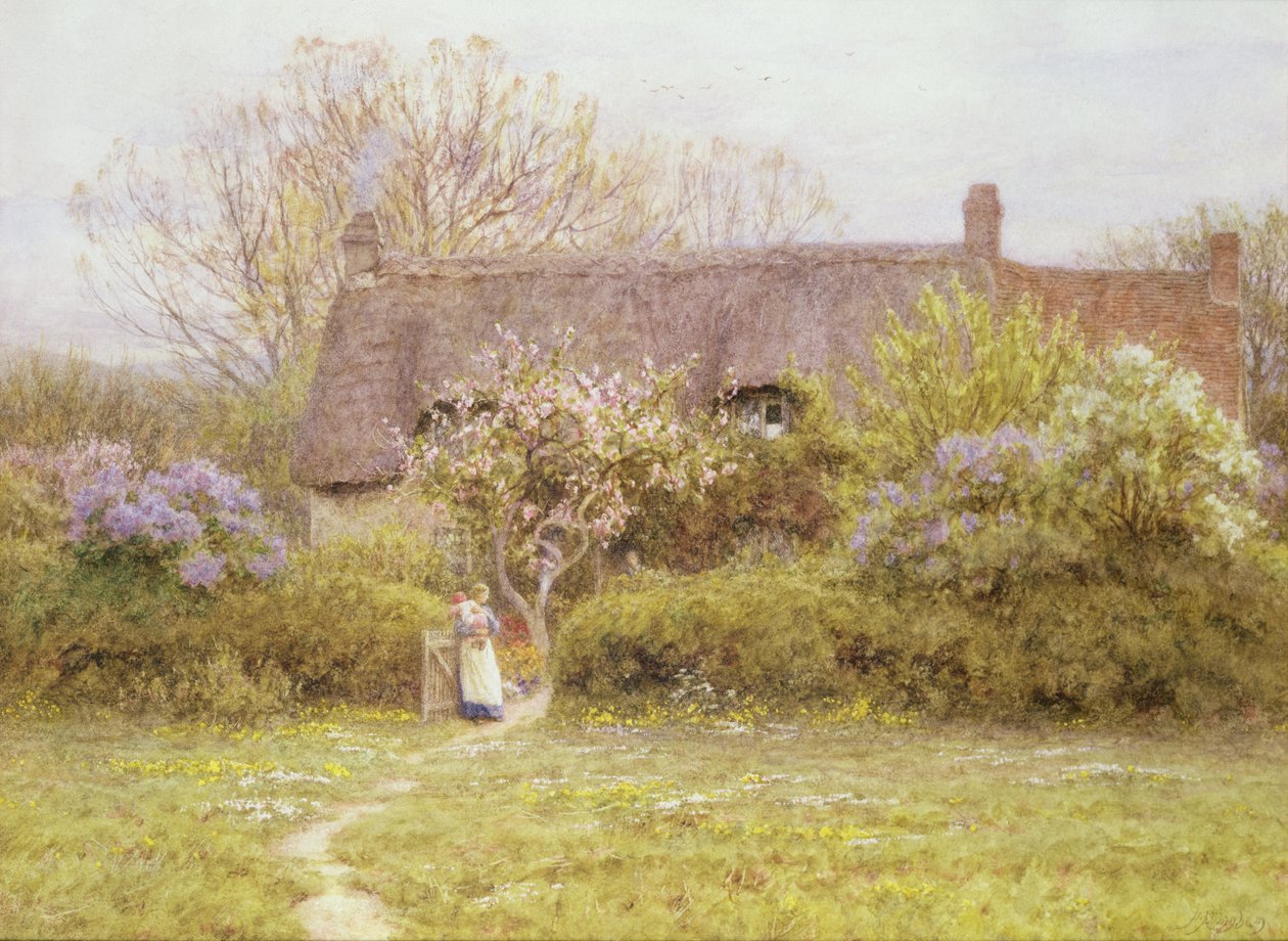 Casa de campo, Água doce, Ilha de Wight de Helen Allingham