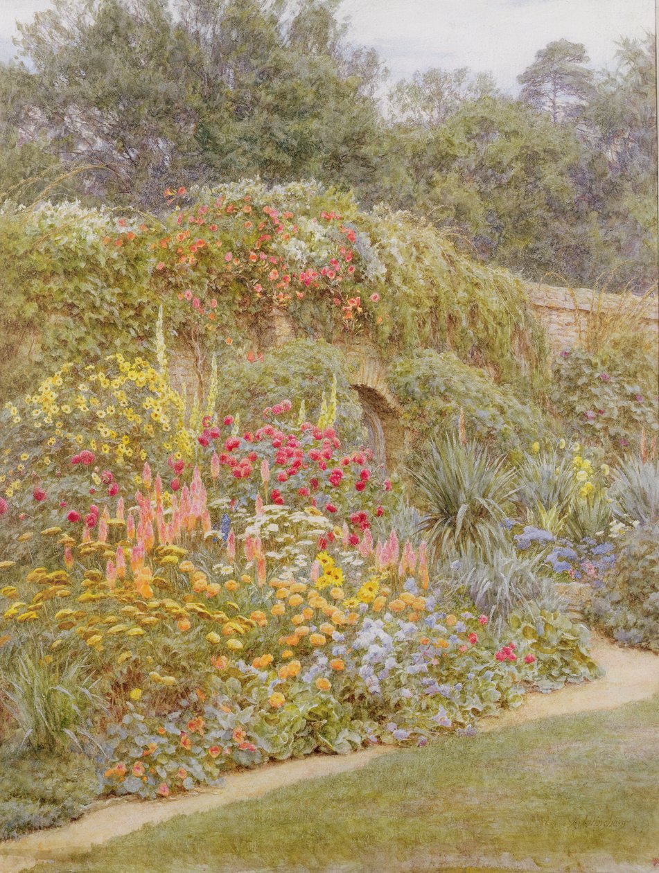 Gertrude Jekylls Garden, Floresta de Munstead, Surrey (wc no papel) de Helen Allingham