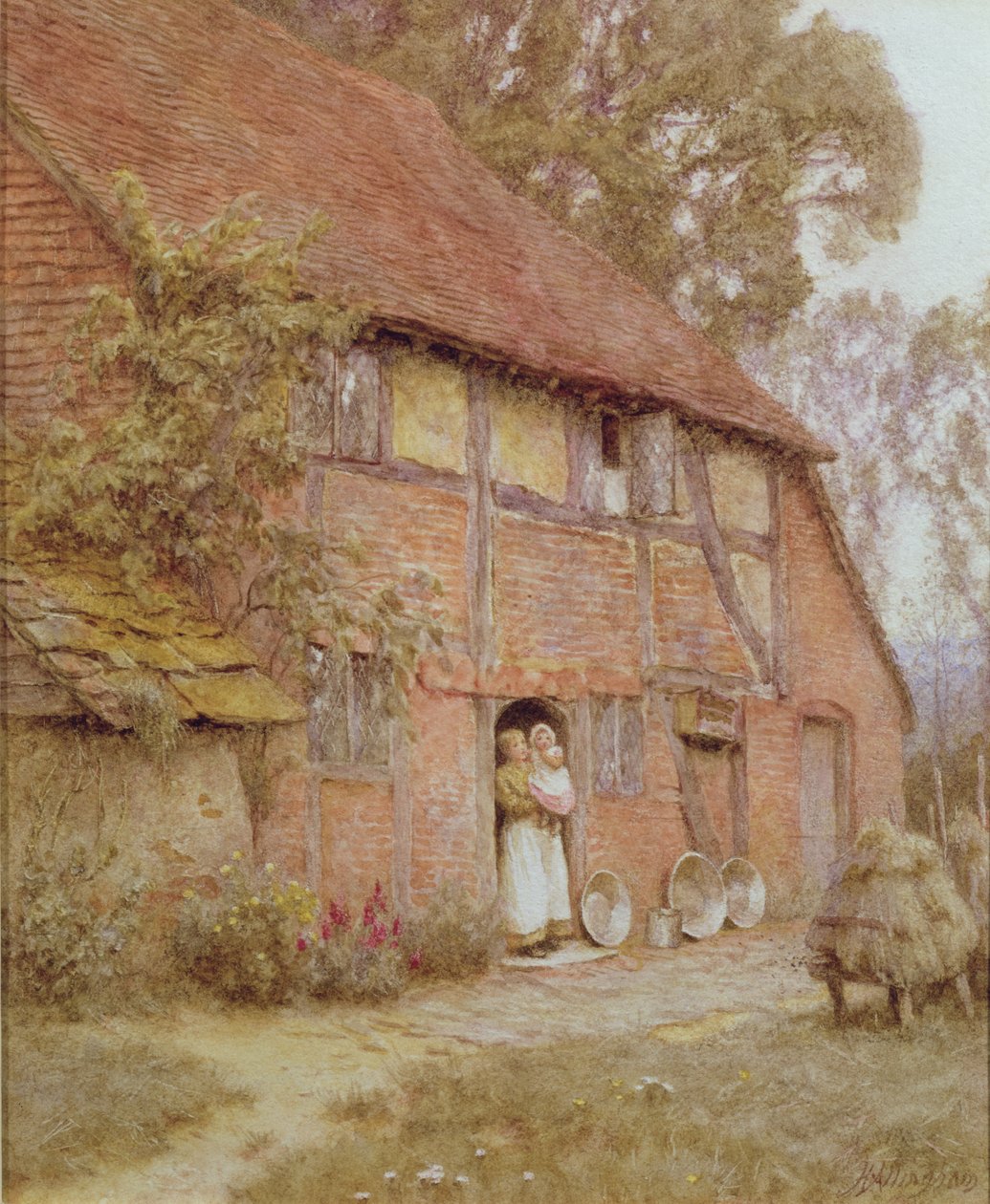 A casa de campo com colmeias de Helen Allingham