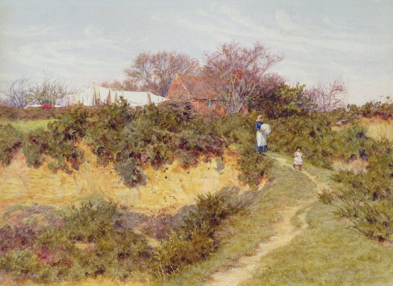 Dia de lavagem em Sandhills, Witley de Helen Allingham