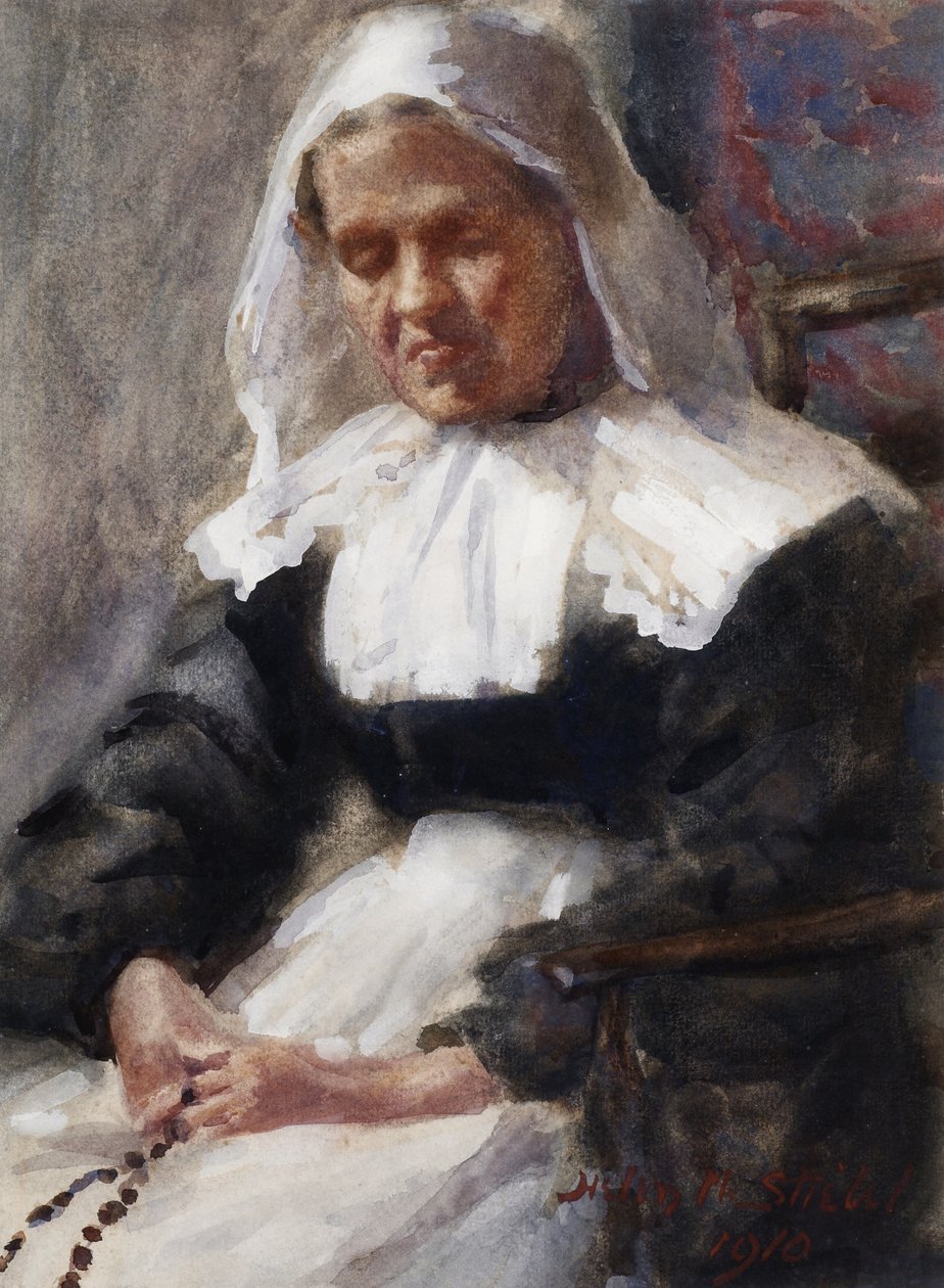 Freira dizendo seu rosário, 1910 de Helen M. Stiebel