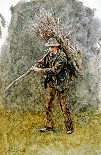 Um Pacote de Madeira (aguarela sobre papel) de Helen Allingham