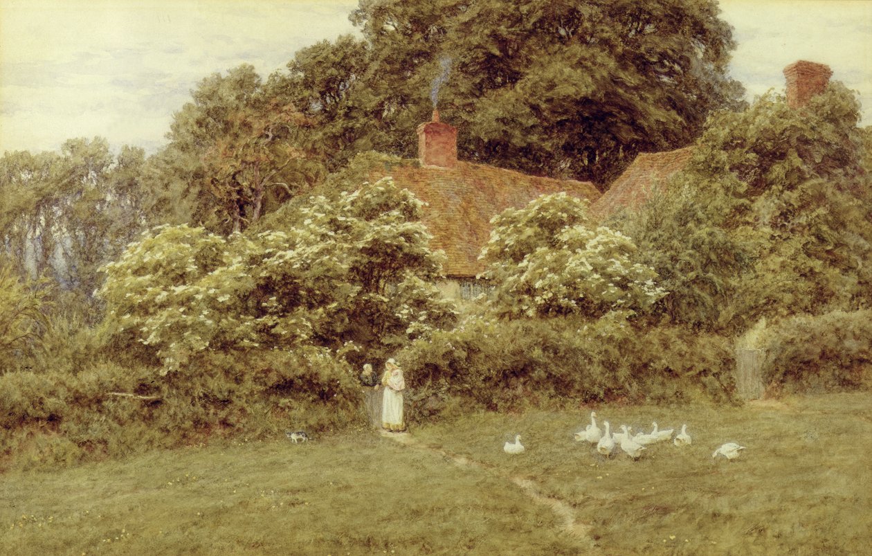 Uma casa de campo em Farringford, ilha de Wight de Helen Allingham