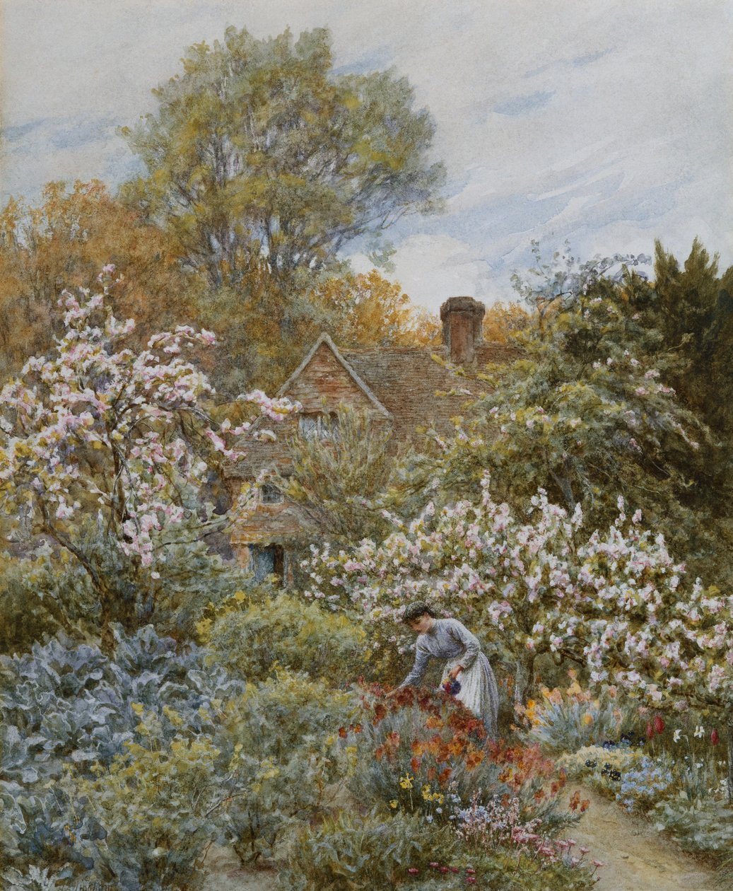 Um jardim na primavera de Helen Allingham