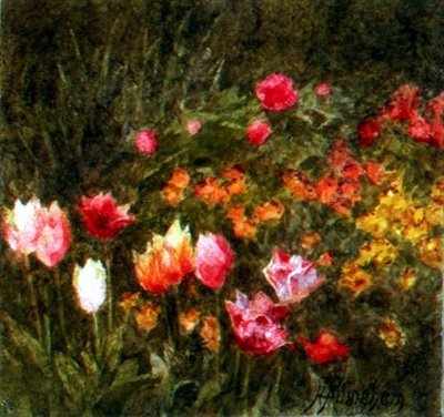 Um Jardim da Primavera (aguarela) de Helen Allingham