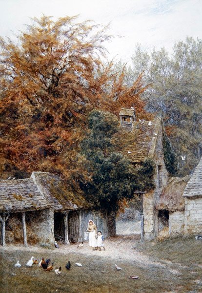 No Lower Dowdeswell, perto de Cheltenham (aguarela sobre papel) de Helen Allingham