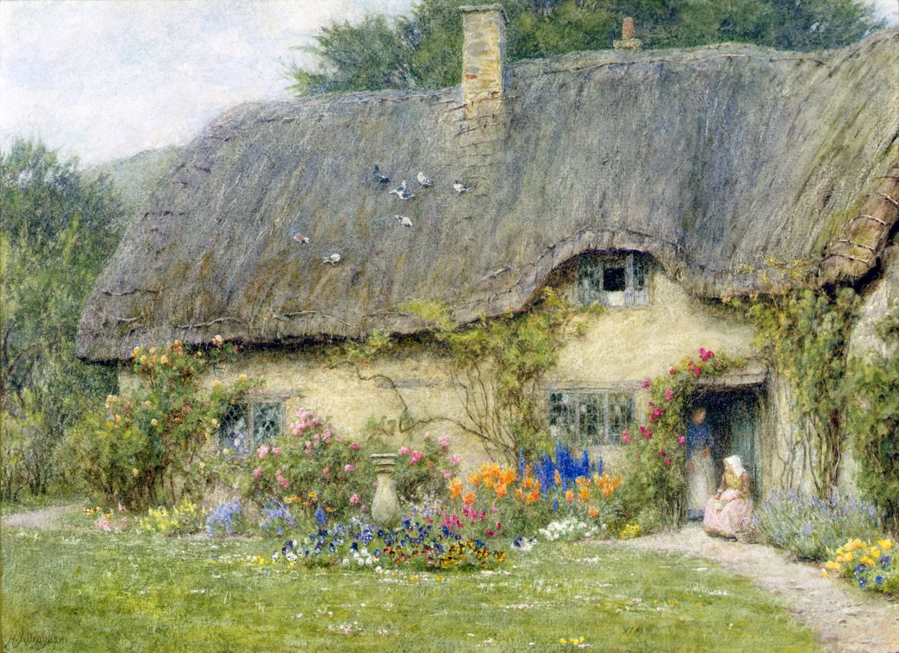 Em Wroughton, Wiltshire (aguarela sobre papel) de Helen Allingham