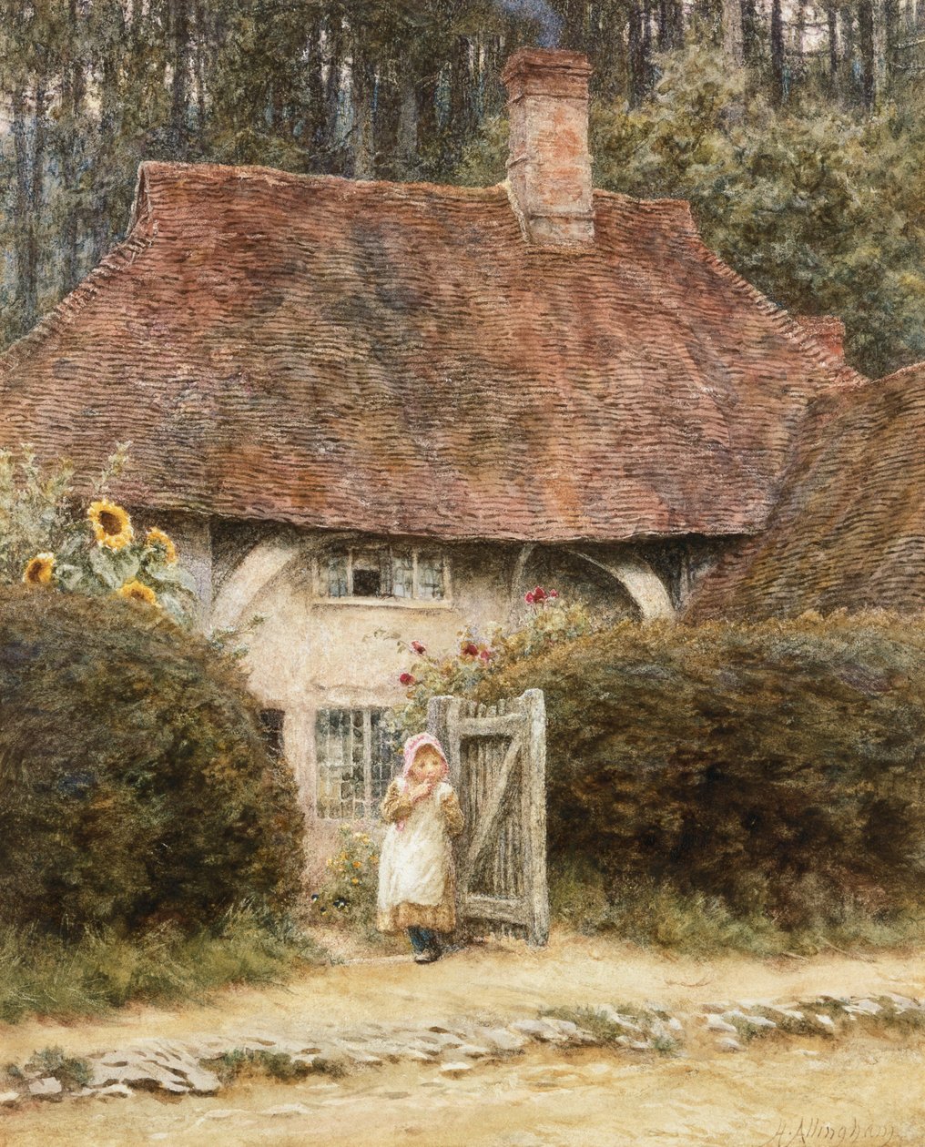 No portão da casa de campo de Helen Allingham