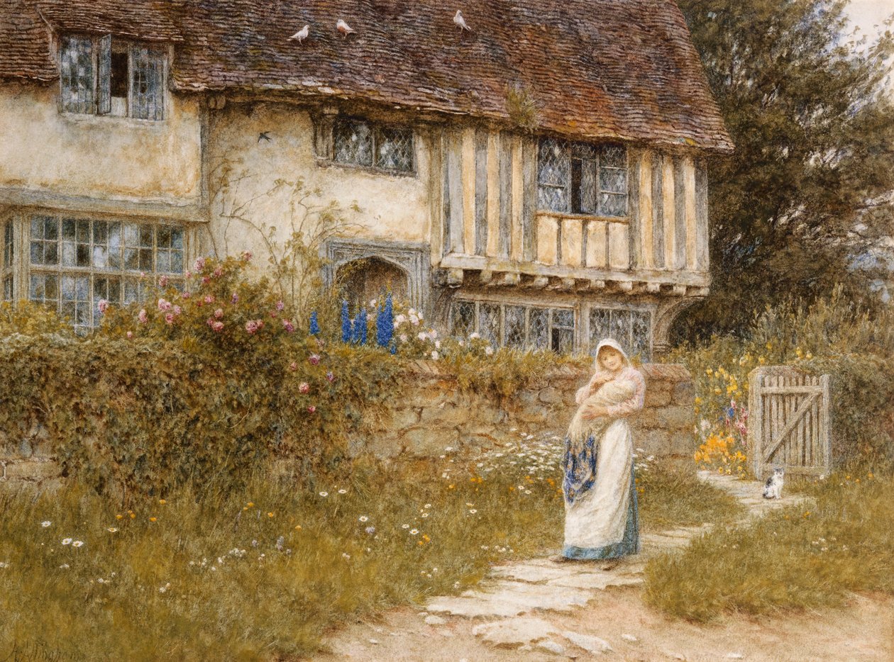 Ao lado da Fazenda Old Gate Church, Smarden, Kent de Helen Allingham