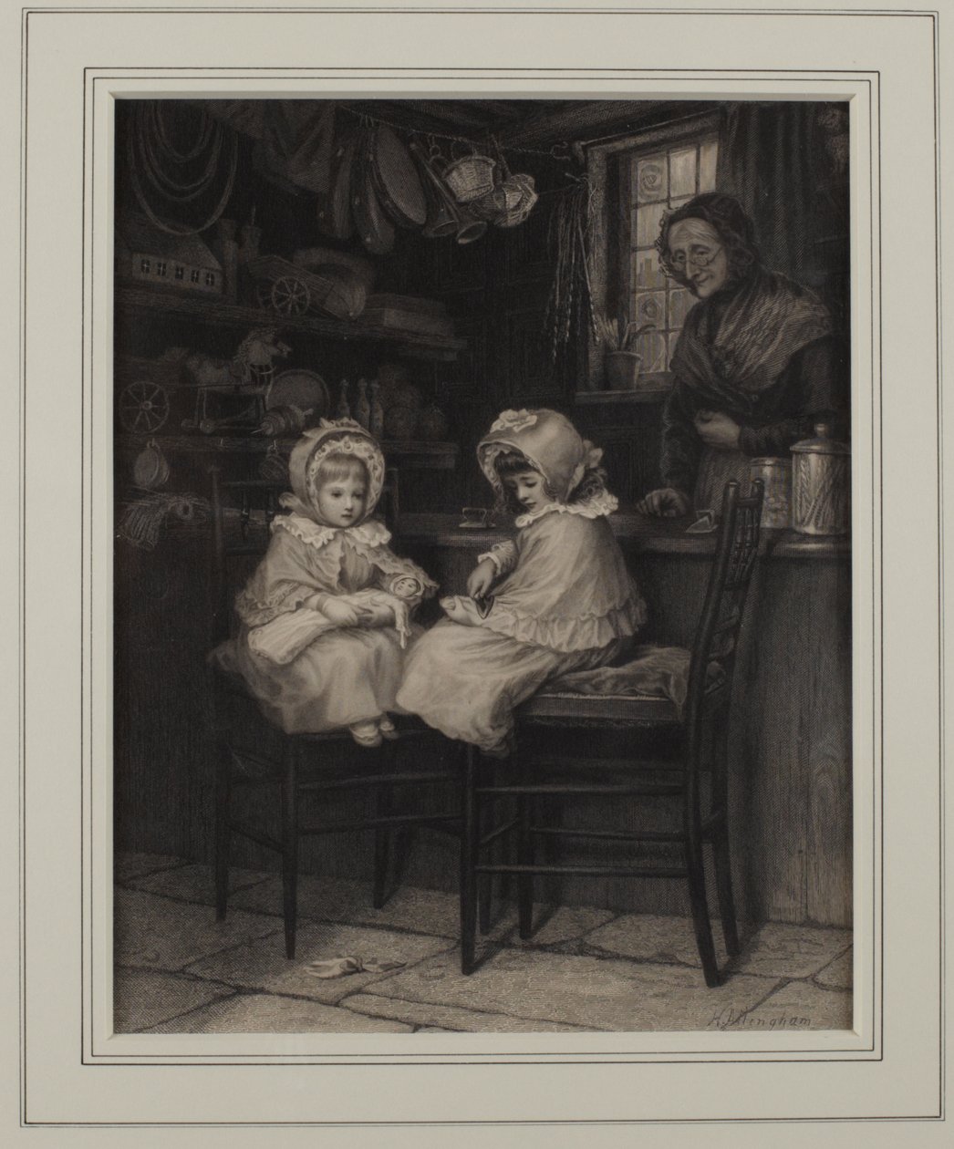 Chapinha para um Farthing (tinta no papel) de Helen Allingham