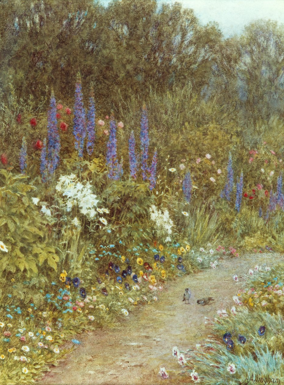 Jardim à volta da sua casa de campo (aguarela) de Helen Allingham