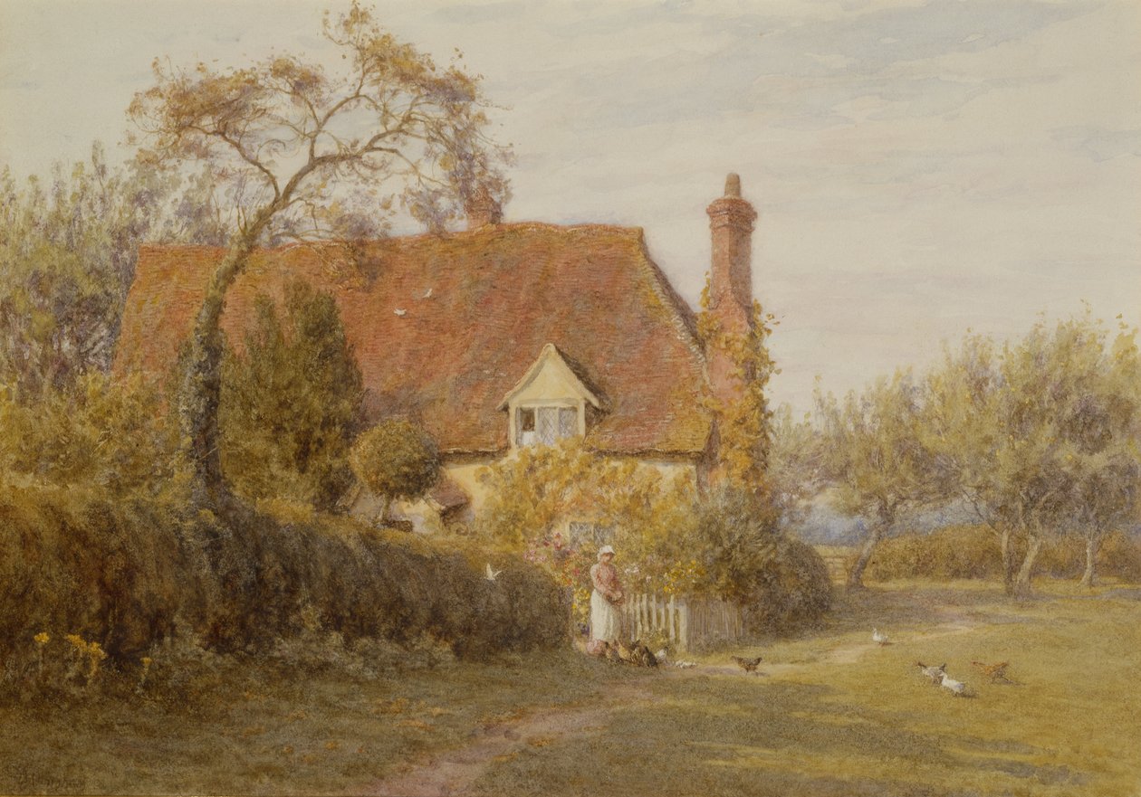 Hedges Farm, East End Farm, Pinner (lápis e aquarela) de Helen Allingham