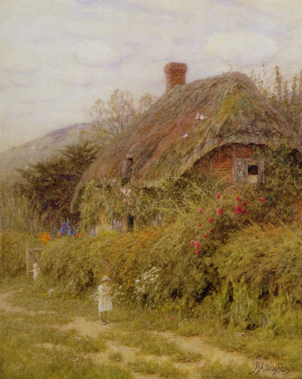 Off Pesca, Surrey (wc no papel) de Helen Allingham