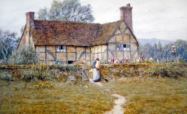 Antiga casa de campo em Alfriston (aguarela sobre papel) de Helen Allingham