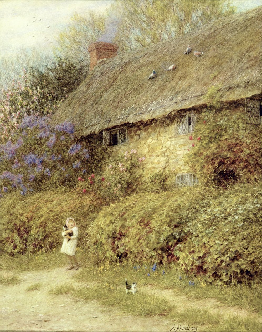 Old Cottage at Freshwater, Isle of Wight (aquarela sobre papel) de Helen Allingham