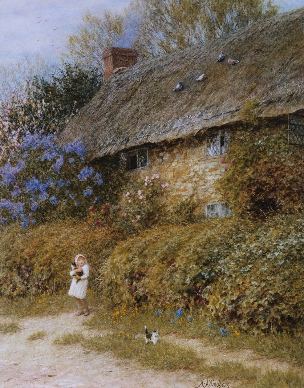 Casa de campo velha em água doce, ilha de Wight de Helen Allingham