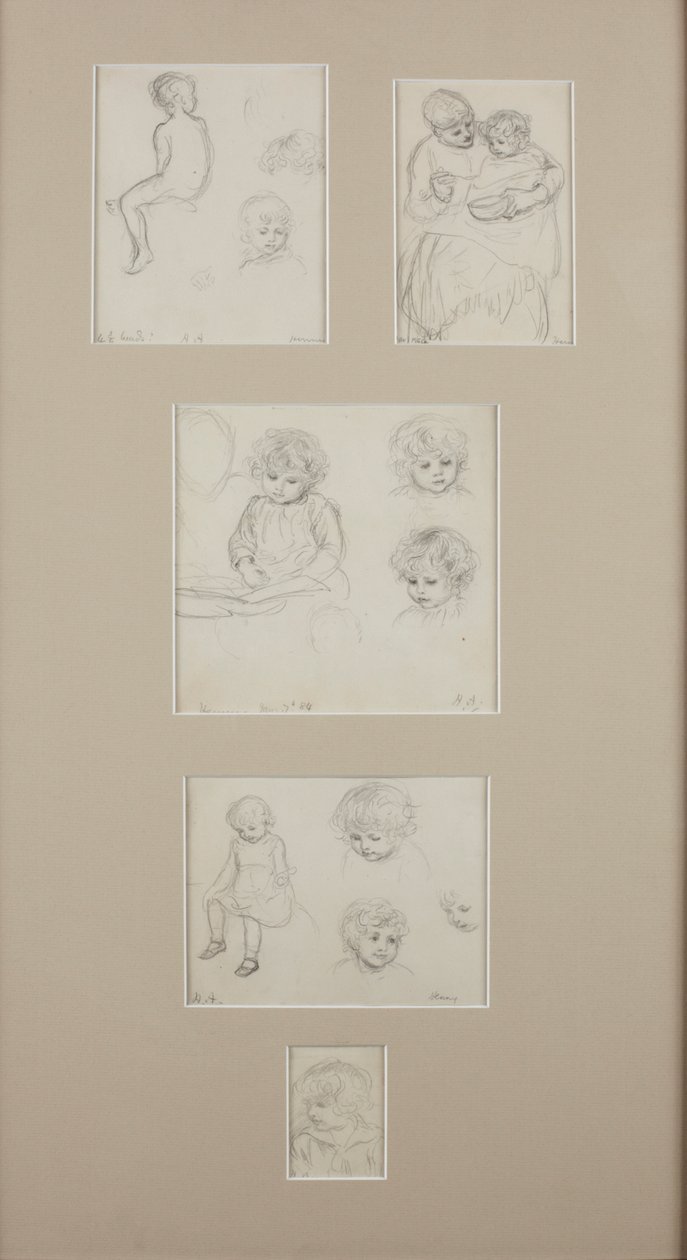 Esboços de Henry Allingham, c.1884 (lápis sobre papel) de Helen Allingham