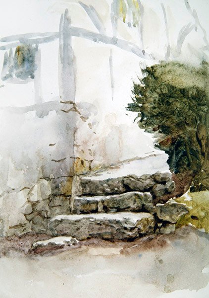 Passos em Bearstead, Kent (aguarela sobre papel) de Helen Allingham