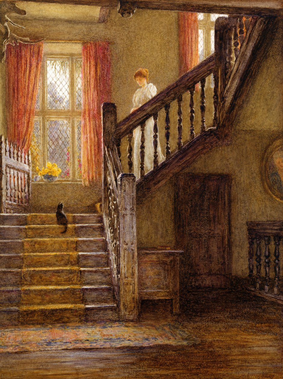 A escadaria, corte de Whittington, Gloucestershire (wc no papel) de Helen Allingham