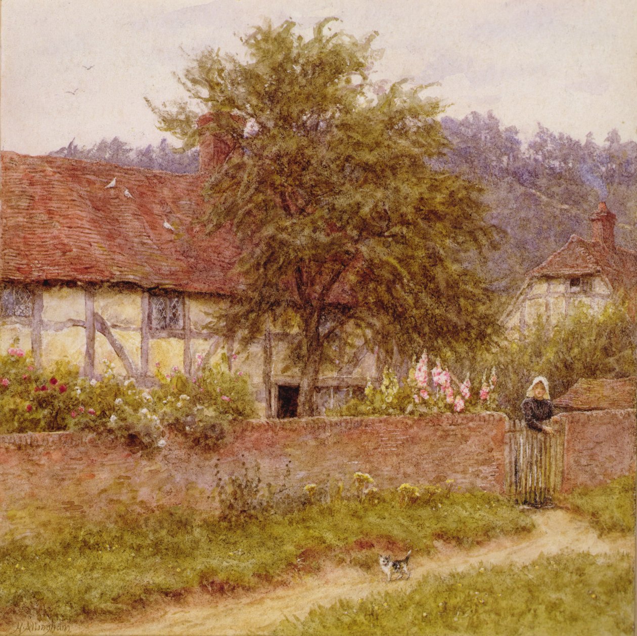 The Stray Kitten, c.1891 (óleo sobre tela) de Helen Allingham