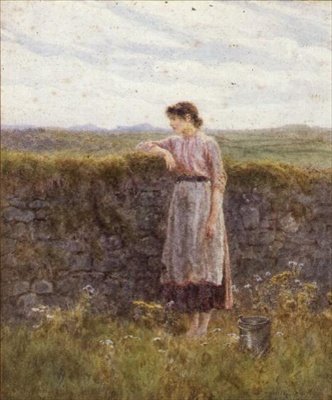 A Jovem Dama de Leite (aguarela) de Helen Allingham