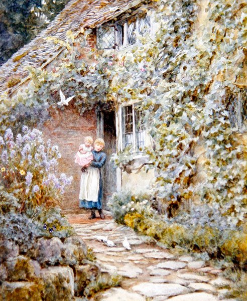 Casinha de videira (aguarela sobre papel) de Helen Allingham
