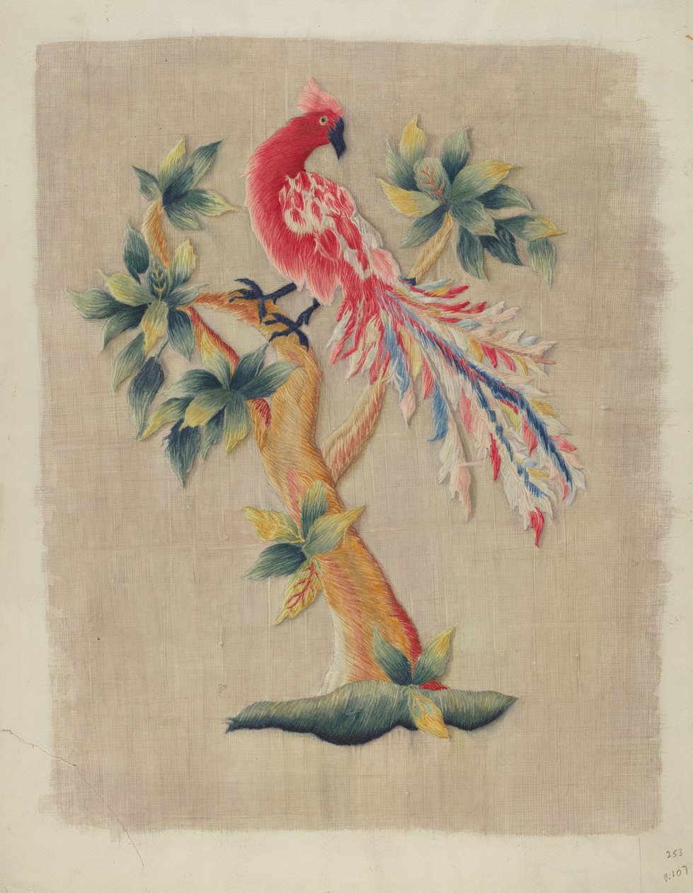 Seção da cortina da cama, c. 1937. de Helen E. Gilman