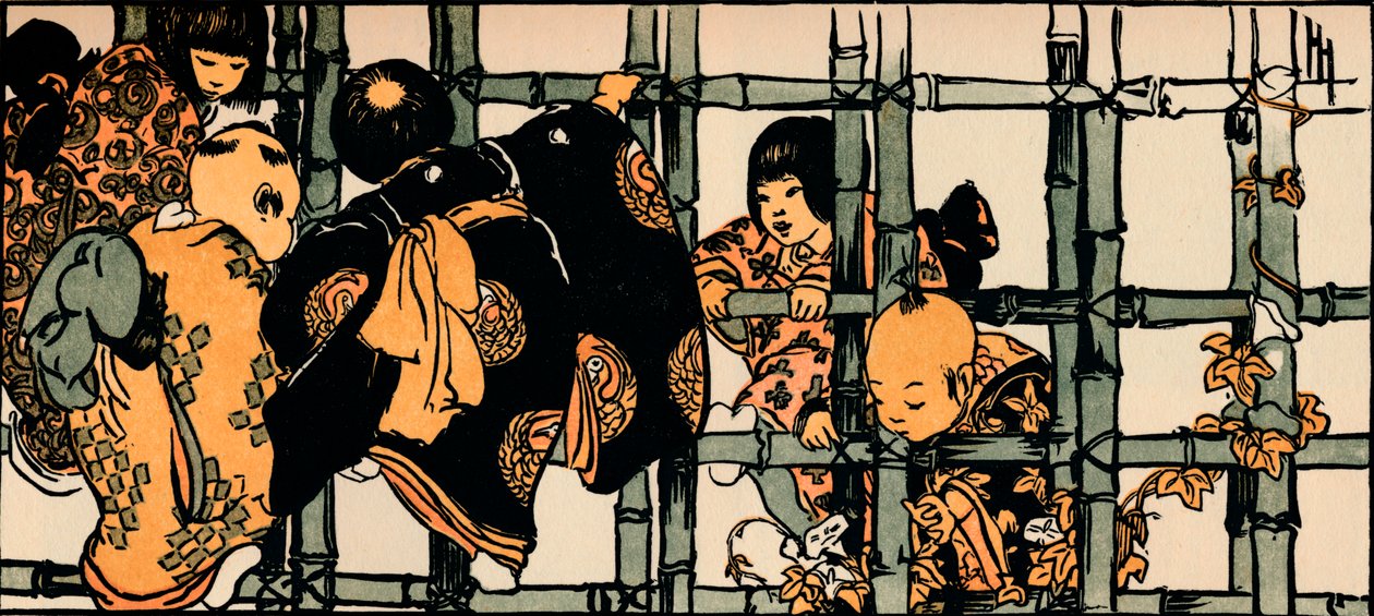 A cerca de bambu, 1904 de Helen Hyde