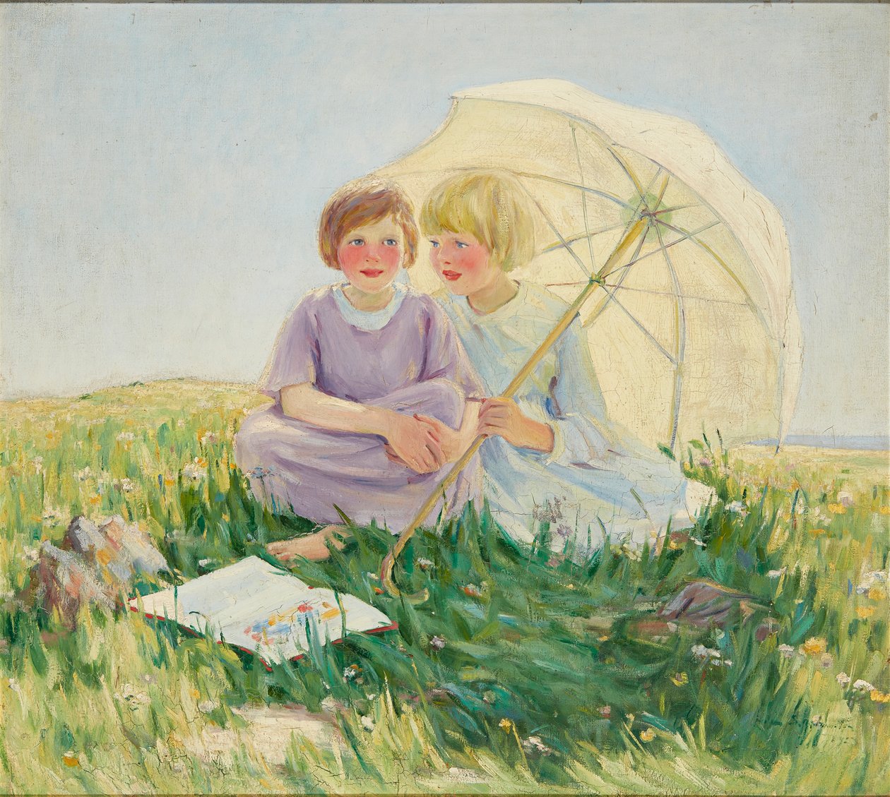 O Guarda-sol (óleo sobre tela) de Helen S. Johnston