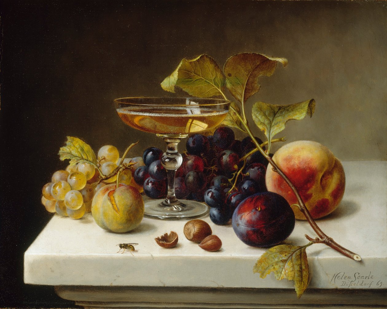 Natureza morta com fruta e champanhe de Helen Searle