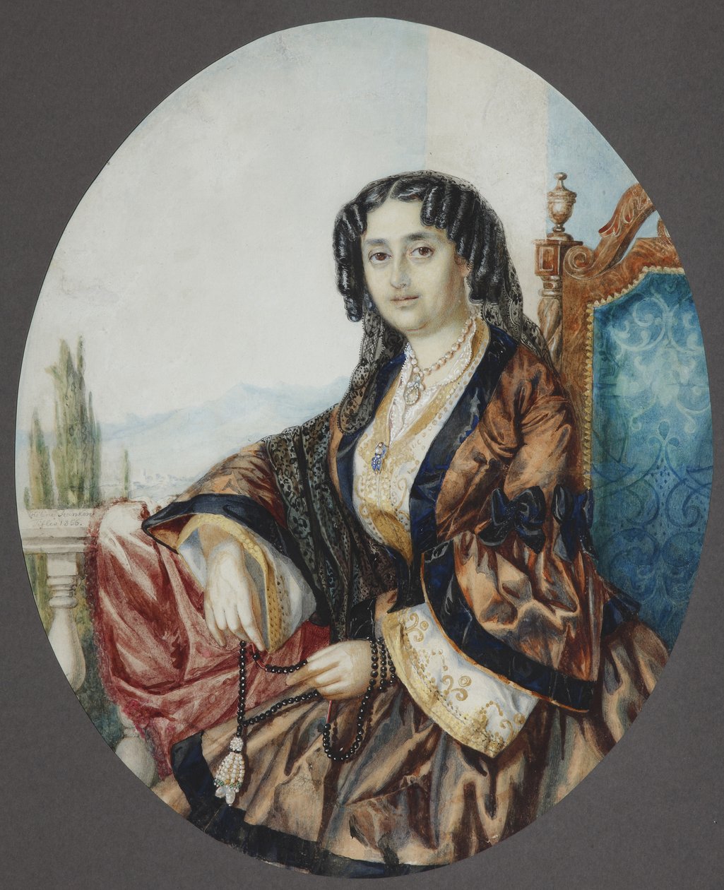 Retrato da princesa Nino Alexandrovna Griboyedova nee Chavchavadze, 1856 de Helene Franken
