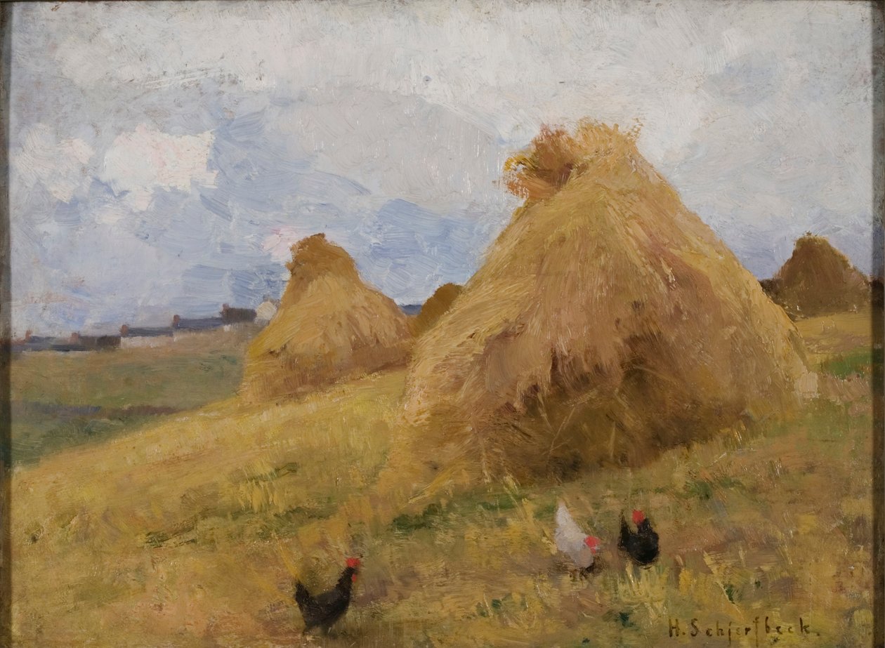 Frangos entre Cornstooks, c.1888 (óleo sobre tela) de Helene Schjerfbeck