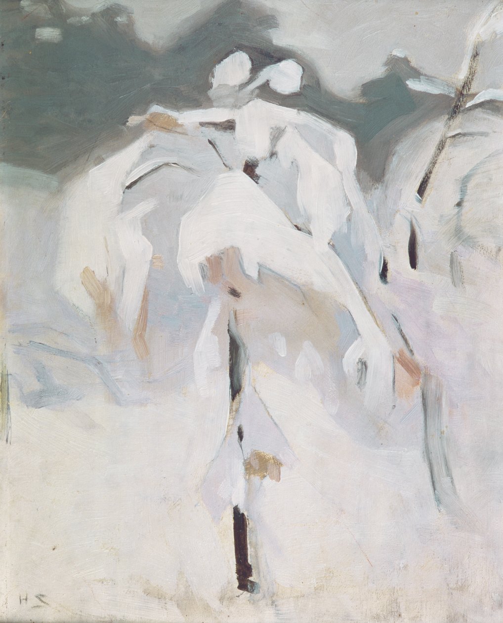 Bétula Coberta de Neve, c.1913 (óleo no painel) de Helene Schjerfbeck