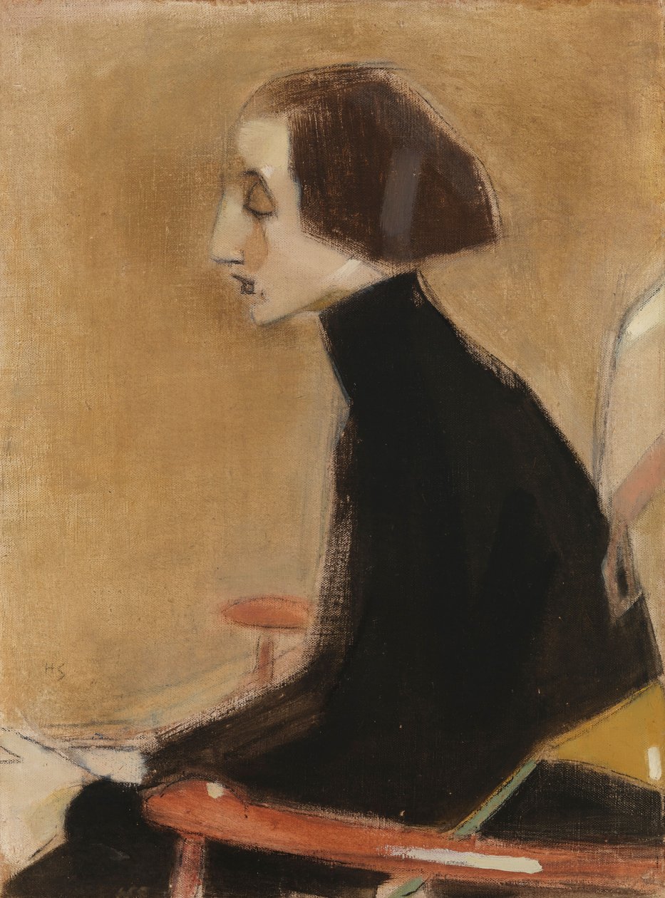 A Costureira, Retrato de Meio Corpo (A Mulher Trabalhadora) de Helene Schjerfbeck