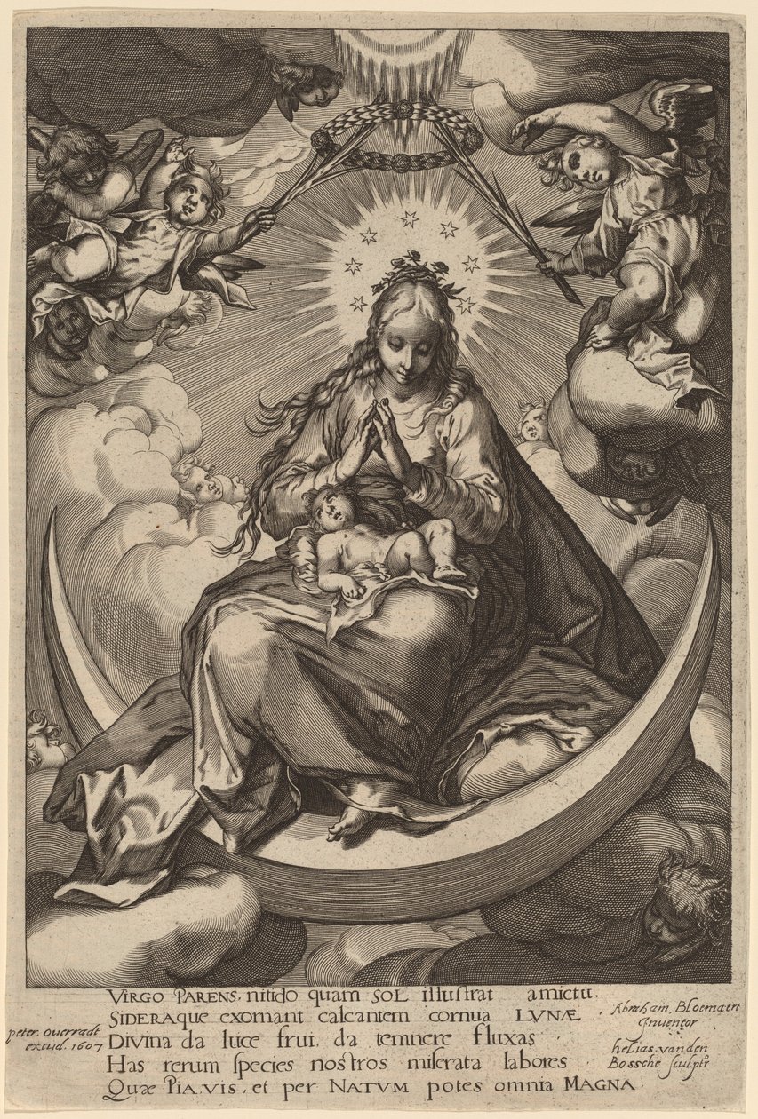 A Virgem e o Menino no Crescente de Helias van den Bossche after Abraham Bloemaert