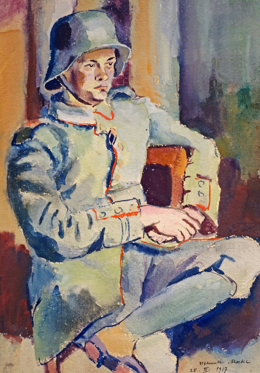 Auto-retrato com capacete de aço de Helmuth Macke
