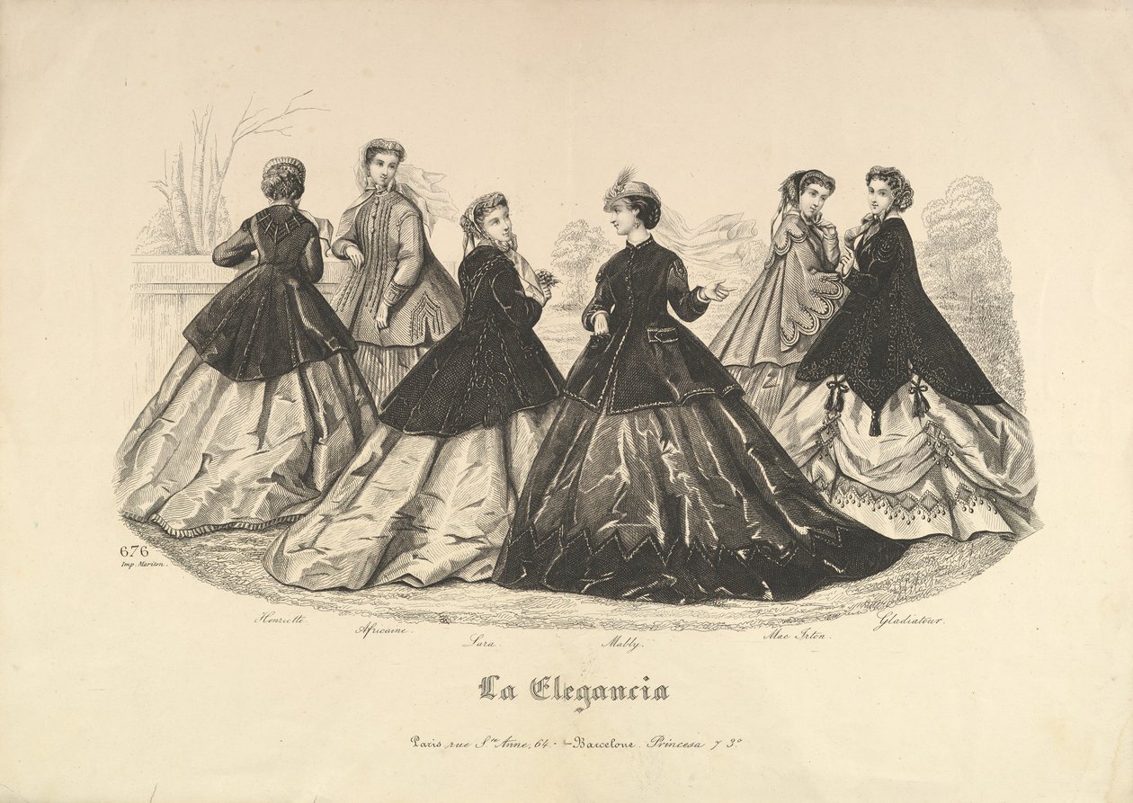 Six Women Outdoors, No. 676, de La Elegancia, 1865-66. de Heloise Leloir
