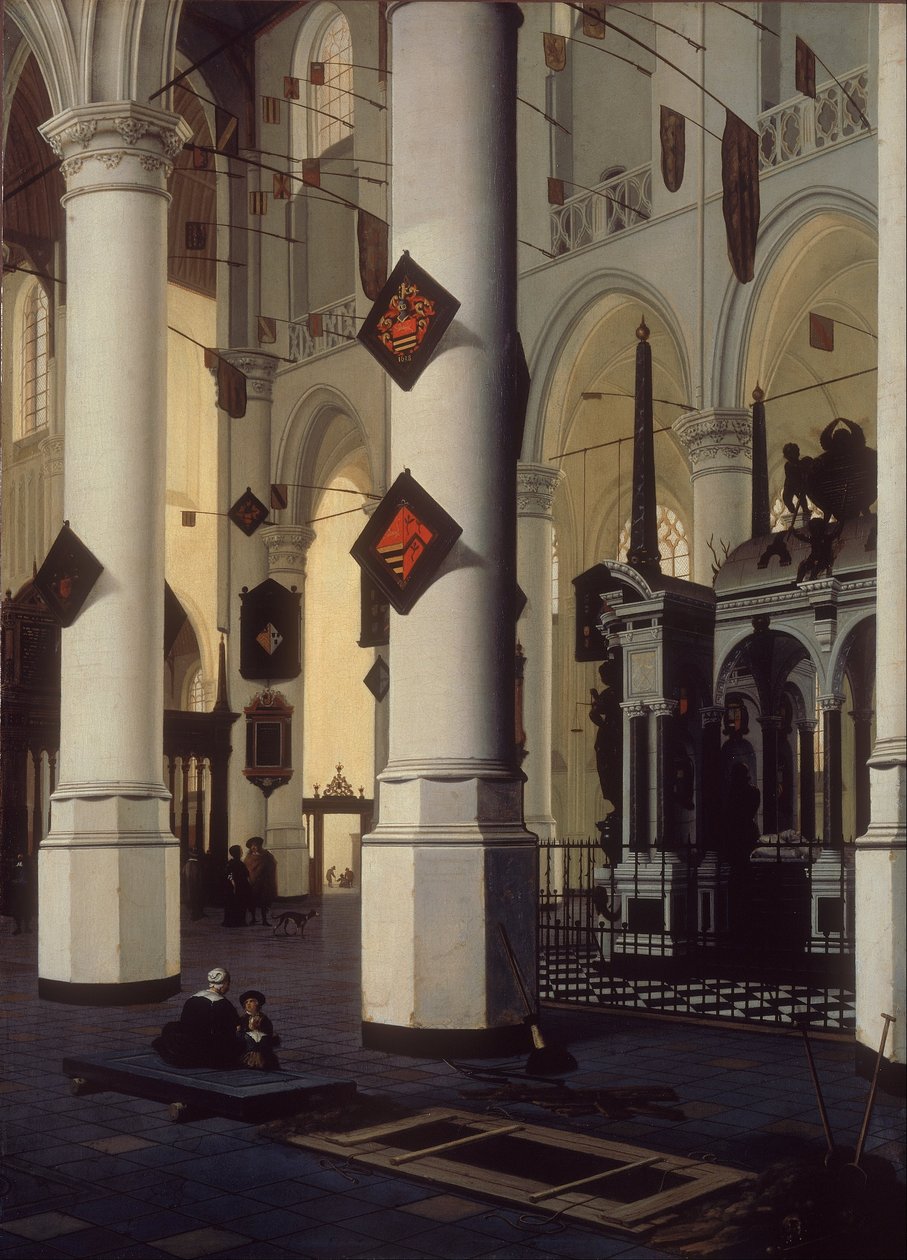 Interior da nova igreja em Delft, com o túmulo de William the Silent de Hendrik Cornelisz. van Vliet