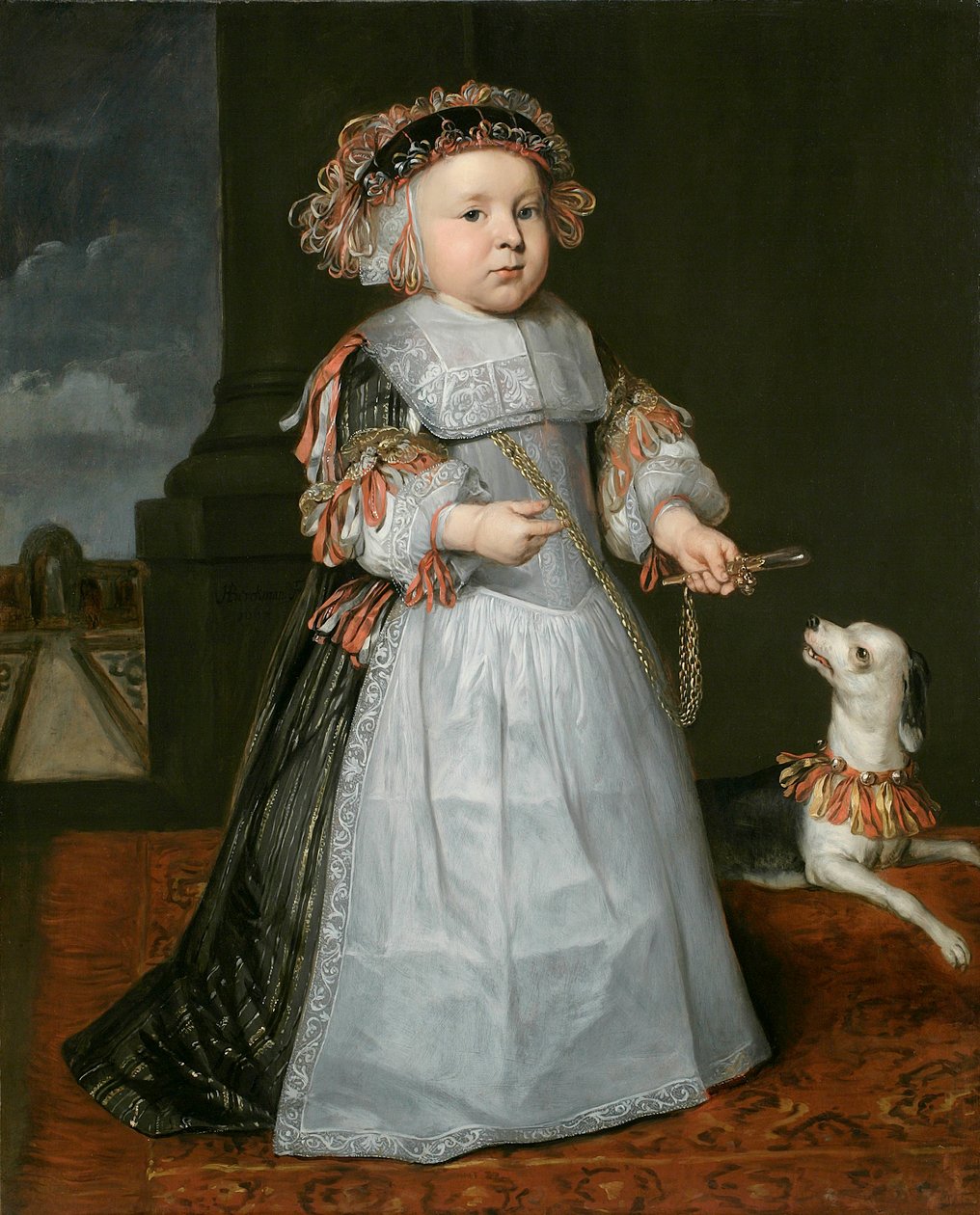 Um, menino jovem, com, um, cão, 1667 de Hendrick Berckman