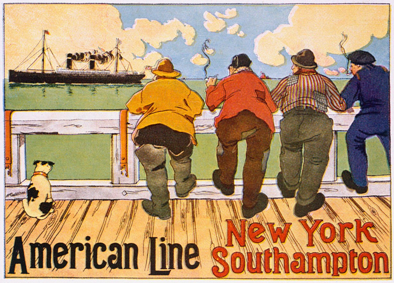 Cartaz publicitário &39;American Line, Nova Iorque para Southampton&39;, 1905 de Hendrick Cassiers