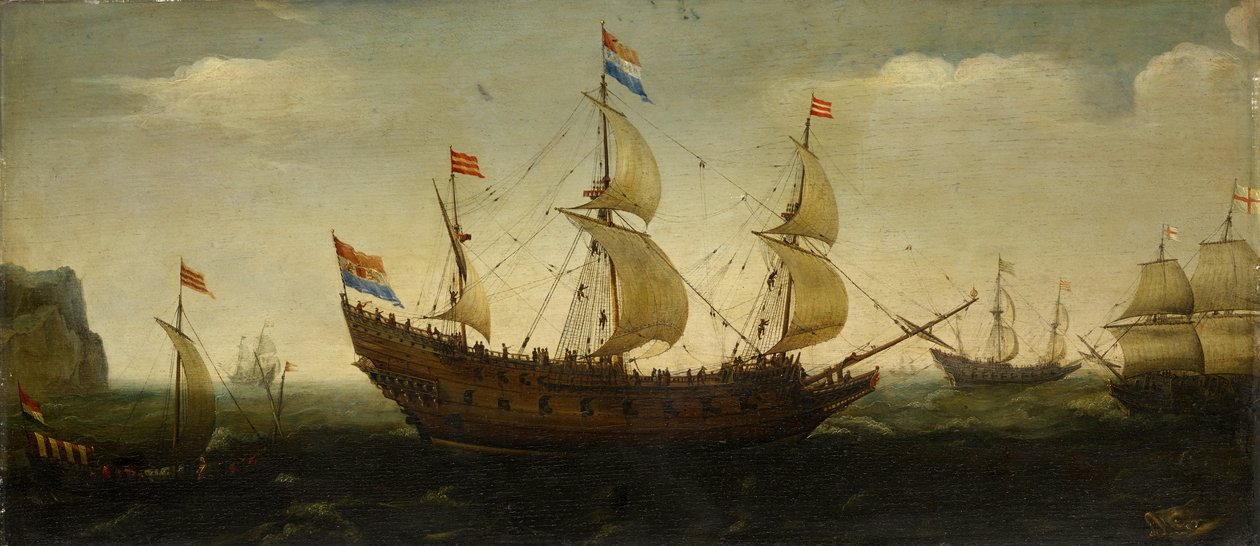 Dutch Three-Masted e outros navios offshore de Hendrick Cornelisz. Vroom
