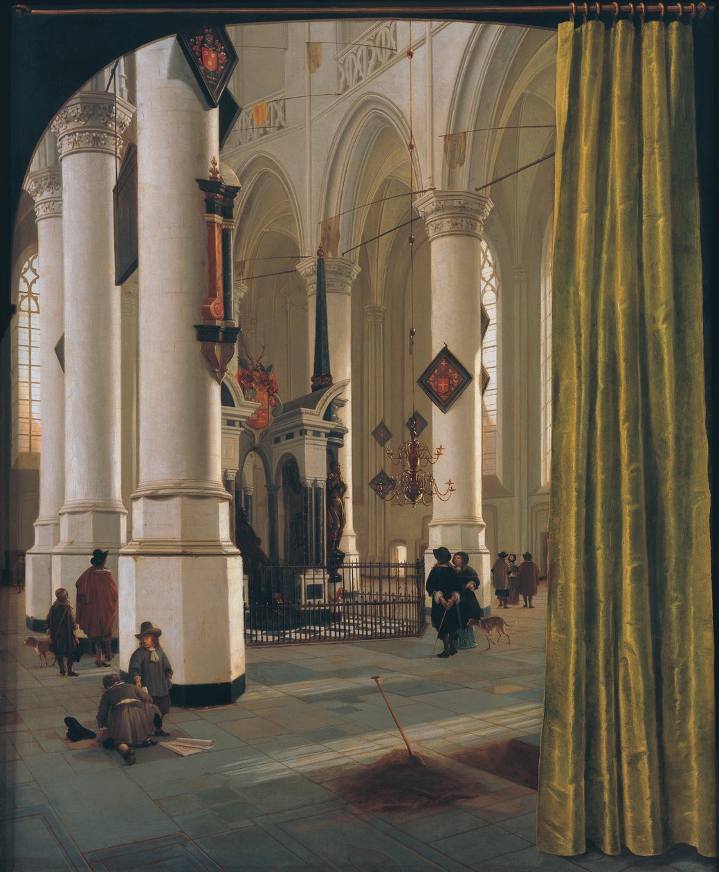 O interior de Nieuwe Kerk em Delft com o túmulo do Príncipe William do Silêncio de Orange (1533-1584) de Hendrik Cornelisz. van Vliet